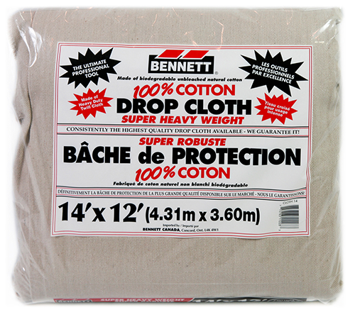 Super Heavy 14' X 12', 100% Cotton Drop Sheet.  Heavy Duty Twill Cloth, Biodegradable Unbleached Natural Cotton