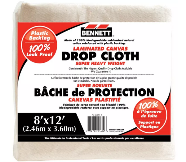 Super Heavy 8'X 12', 100% Cotton Drop Sheet.  Heavy Duty Twill Cloth, Biodegradable Unbleached Natural Cotton