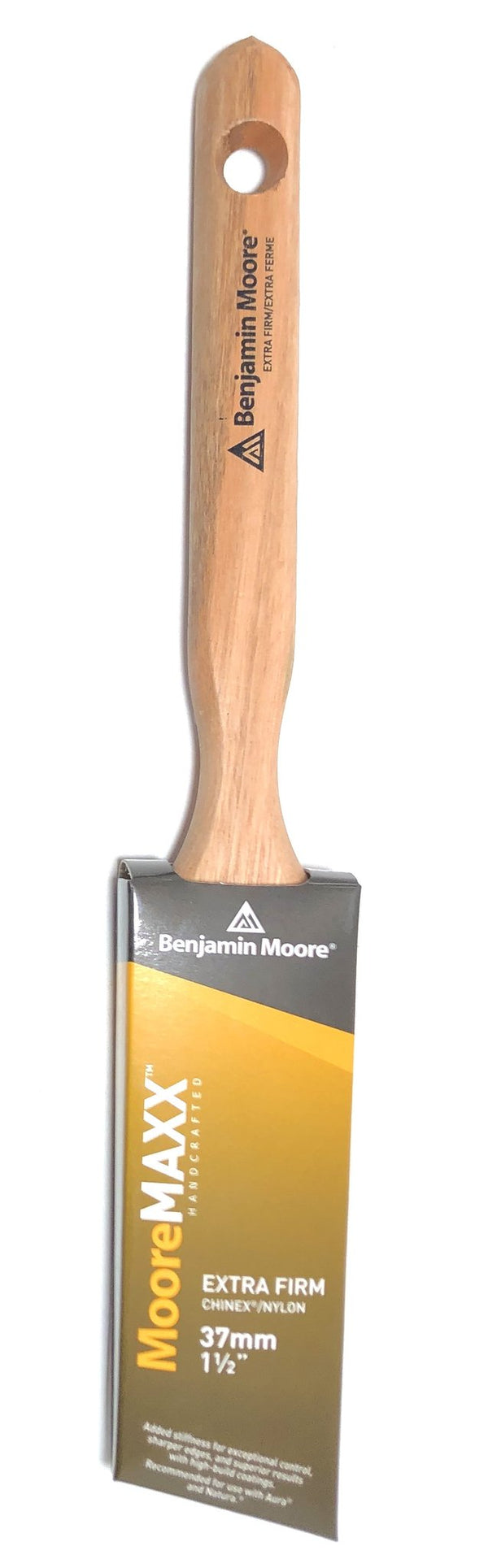 MooreMAXX 1 ½" Extra Firm Angle Sash Brush     MooreMAXX™ is a full line of premium applicators. All the brushes are handcrafted from top quality extra firm polyester/nylon filaments. They offer exceptional control and provide superior results in high-build coatings. Recommended for use with Aura ® , Regal ® Select, and Benjamin Moore Natura™.