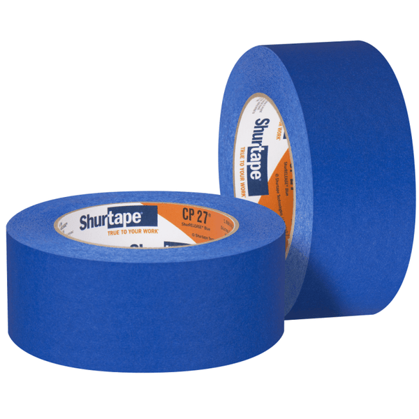 Shurtape CP-27 14-Day Blue Painters Tape is also known as 14-Day ShurRELEASE Professional Grade Crepe Paper Masking Tape. Shurtape Blue Painters Tape can be used on glass, vinyl, metal, wood, painted walls and trim where clean removal is required after and up to fourteen days of exposure to direct sunlight