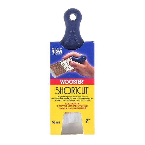 The durable and comfortable Wooster 2 in. Angle Sash Brush makes painting easier on the wall-to-ceiling line, window frames and more. Wooster Shortcut features a soft, Shergrip elastomeric handle designed to provide extra comfort and control. The full-size head means these small brushes still offer smooth, fast coverage.